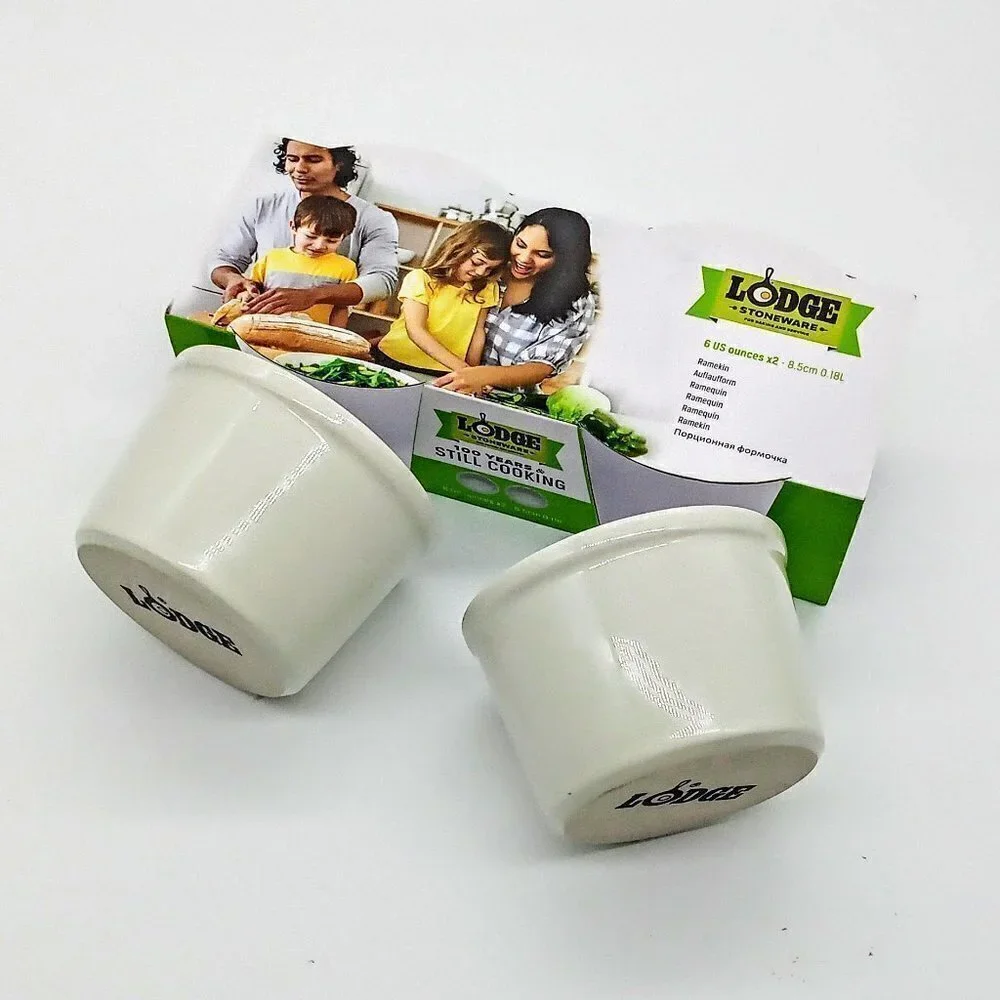 Lodge White 6 Oz. Stoneware Ramekins NIB